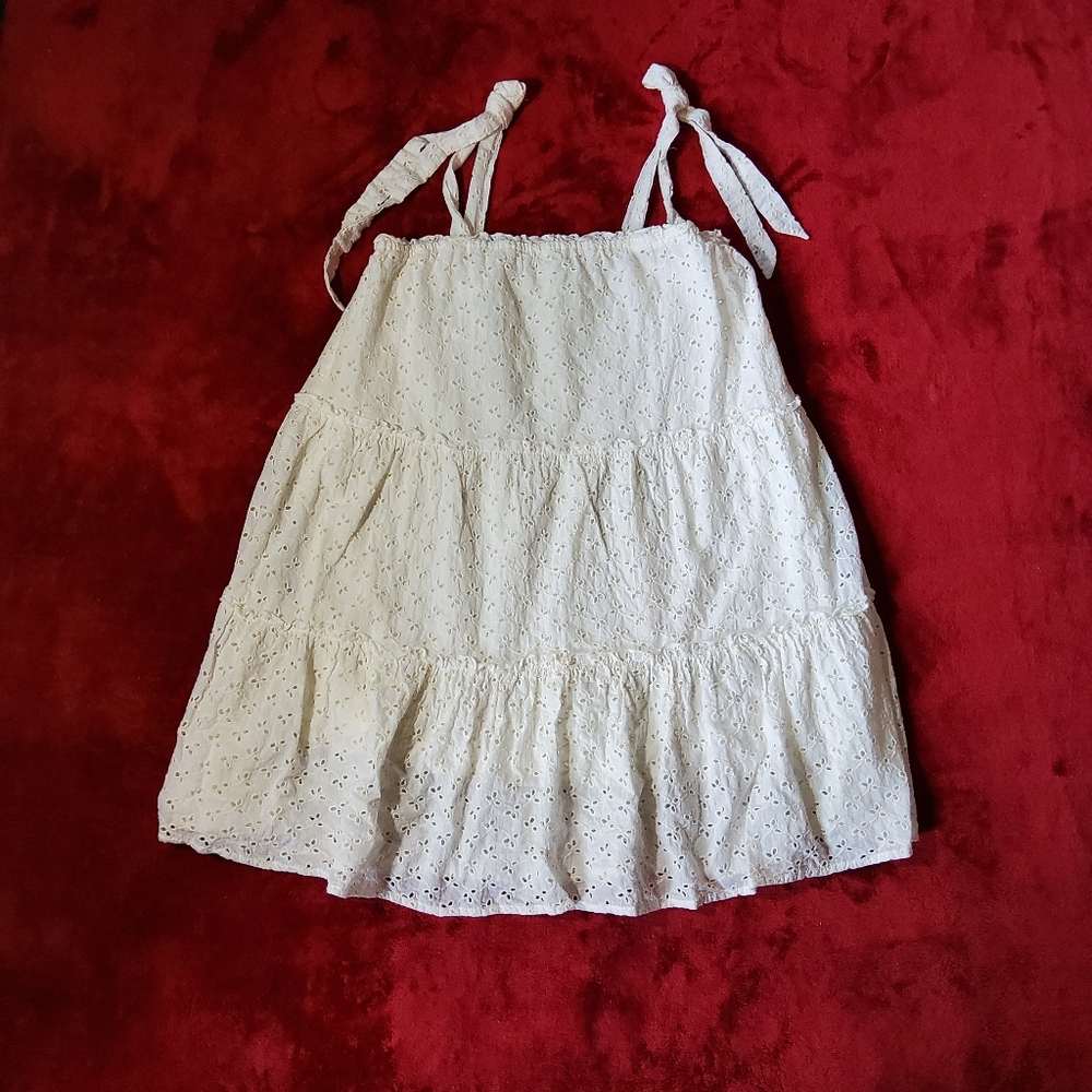 Le Lis Collection Mini Dress White Eyelet Women's Small Adjustable Summer Beach